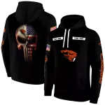 personalized oregon state beavers punisher skull black hoodie best selling