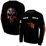 personalized oregon state beavers punisher skull black hoodie best selling