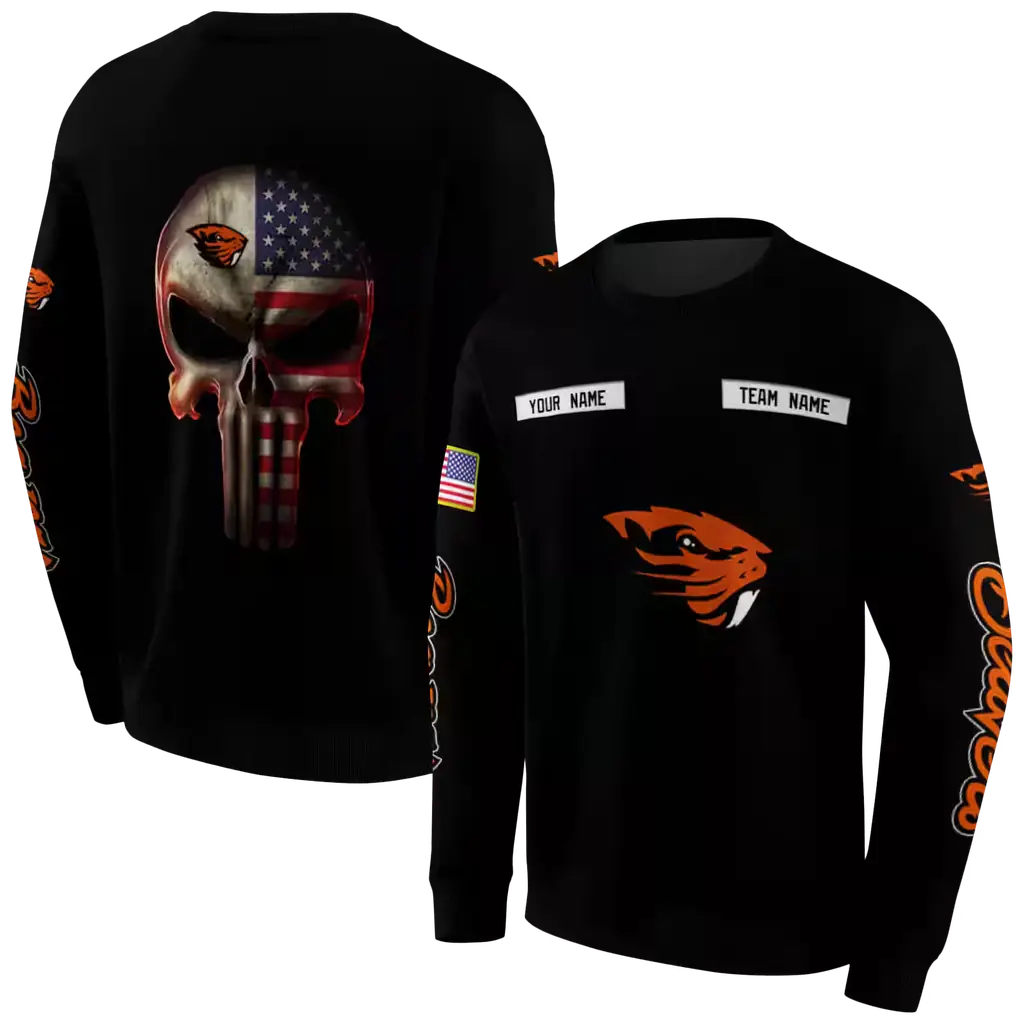 personalized oregon state beavers punisher skull black hoodie premium grade personalized oregon state beavers punisher skull black hoodie premium grade