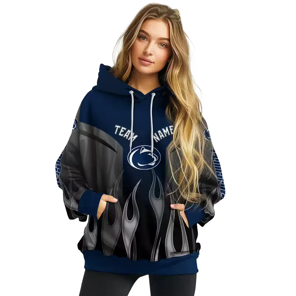 personalized penn state nittany lions flame design blue hoodie high quality personalized penn state nittany lions flame design blue hoodie high quality
