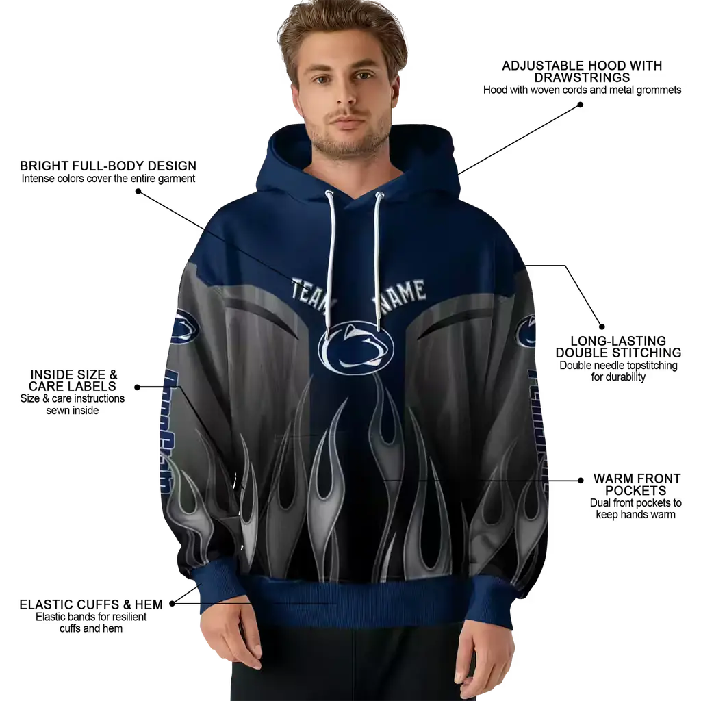 personalized penn state nittany lions flame design blue hoodie latest model personalized penn state nittany lions flame design blue hoodie latest model