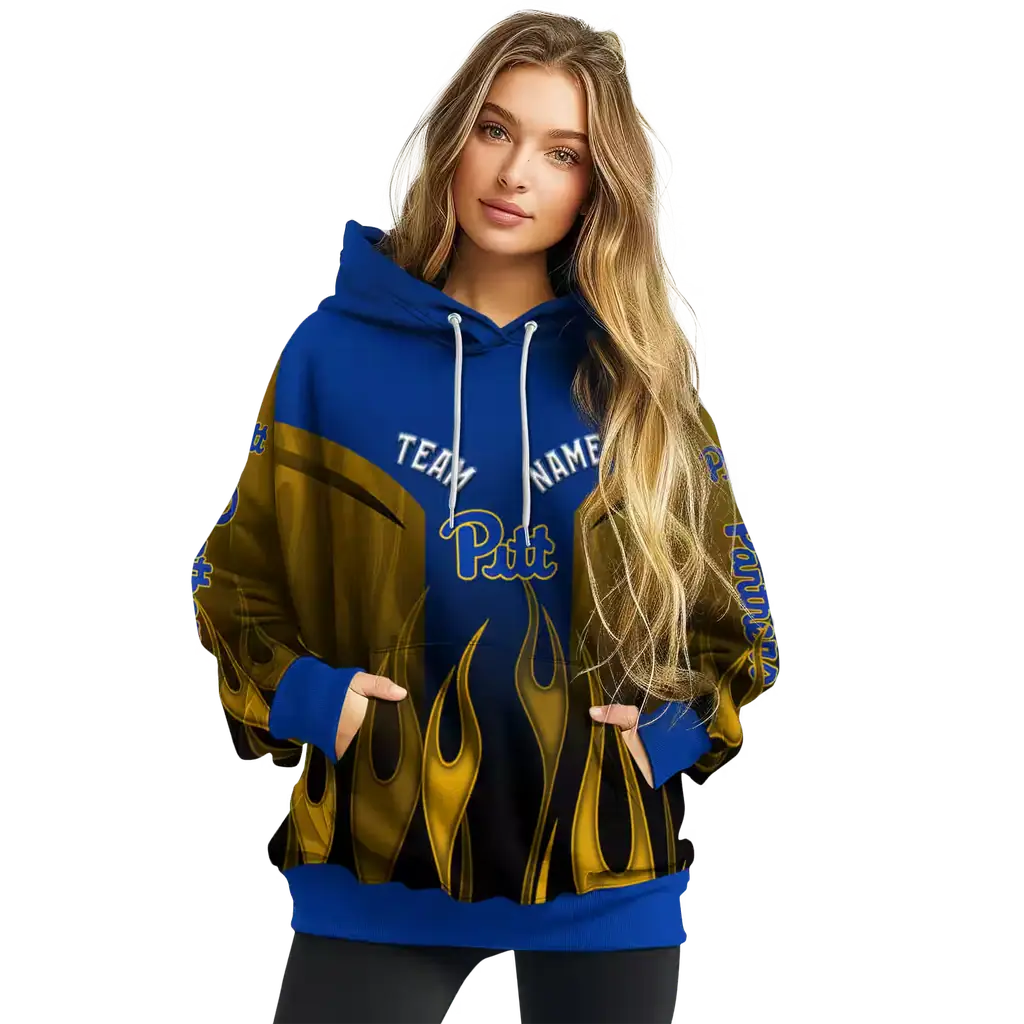 personalized pittsburgh panthers flame design royal blue hoodie high quality personalized pittsburgh panthers flame design royal blue hoodie high quality