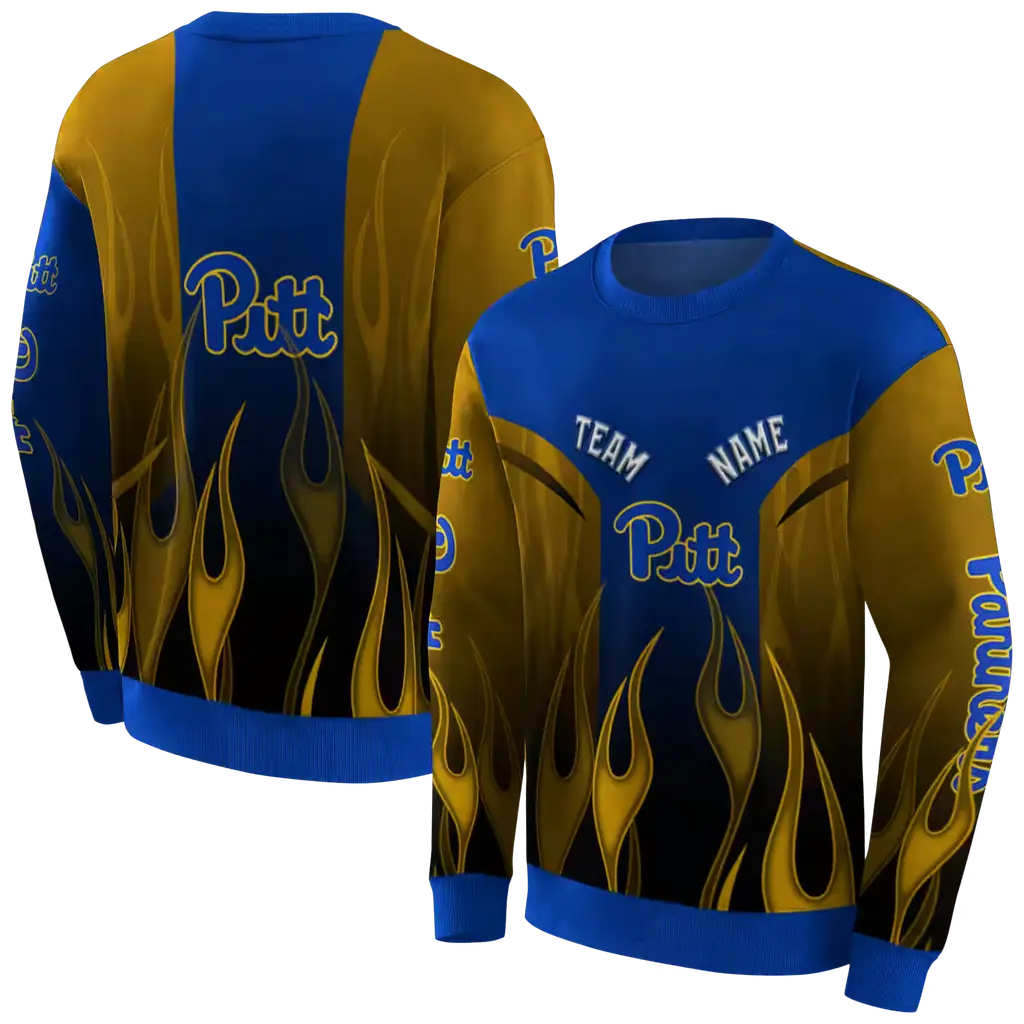 personalized pittsburgh panthers flame design royal blue hoodie premium grade personalized pittsburgh panthers flame design royal blue hoodie premium grade