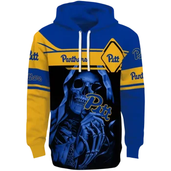 personalized pittsburgh panthers grim reaper royal black hoodie best selling