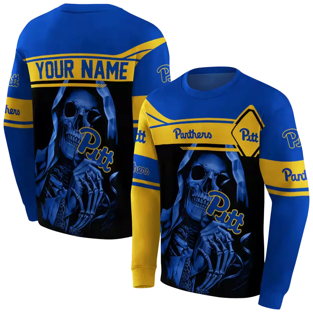 personalized pittsburgh panthers grim reaper royal black hoodie premium grade personalized pittsburgh panthers grim reaper royal black hoodie premium grade