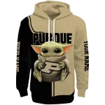 personalized purdue boilermakers baby yoda gold black hoodie best selling