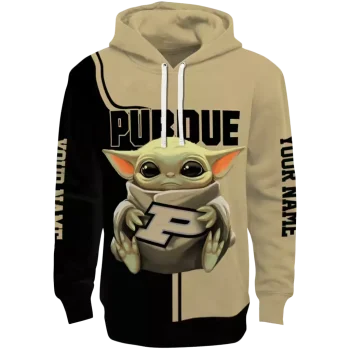 personalized purdue boilermakers baby yoda gold black hoodie best selling