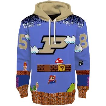 personalized purdue boilermakers mario blue black hoodie best selling