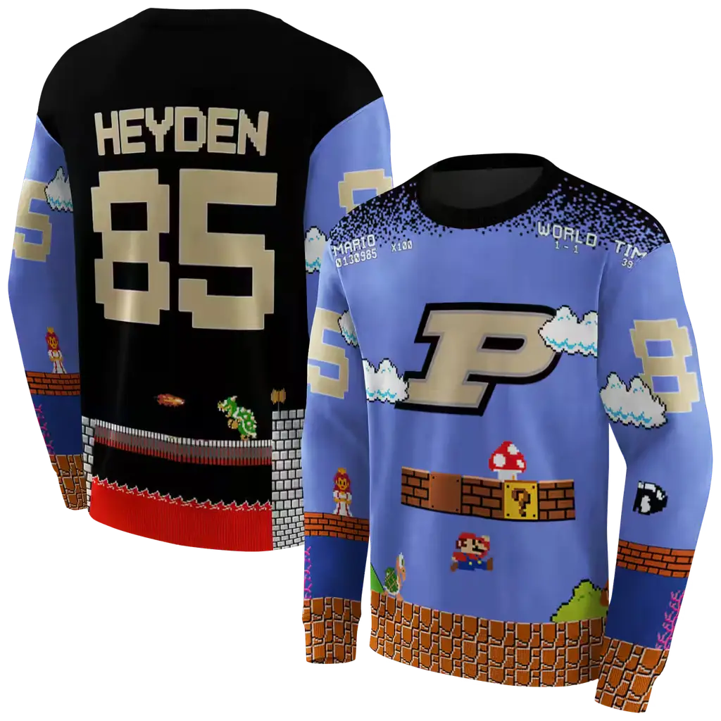 personalized purdue boilermakers mario blue black hoodie premium grade personalized purdue boilermakers mario blue black hoodie premium grade