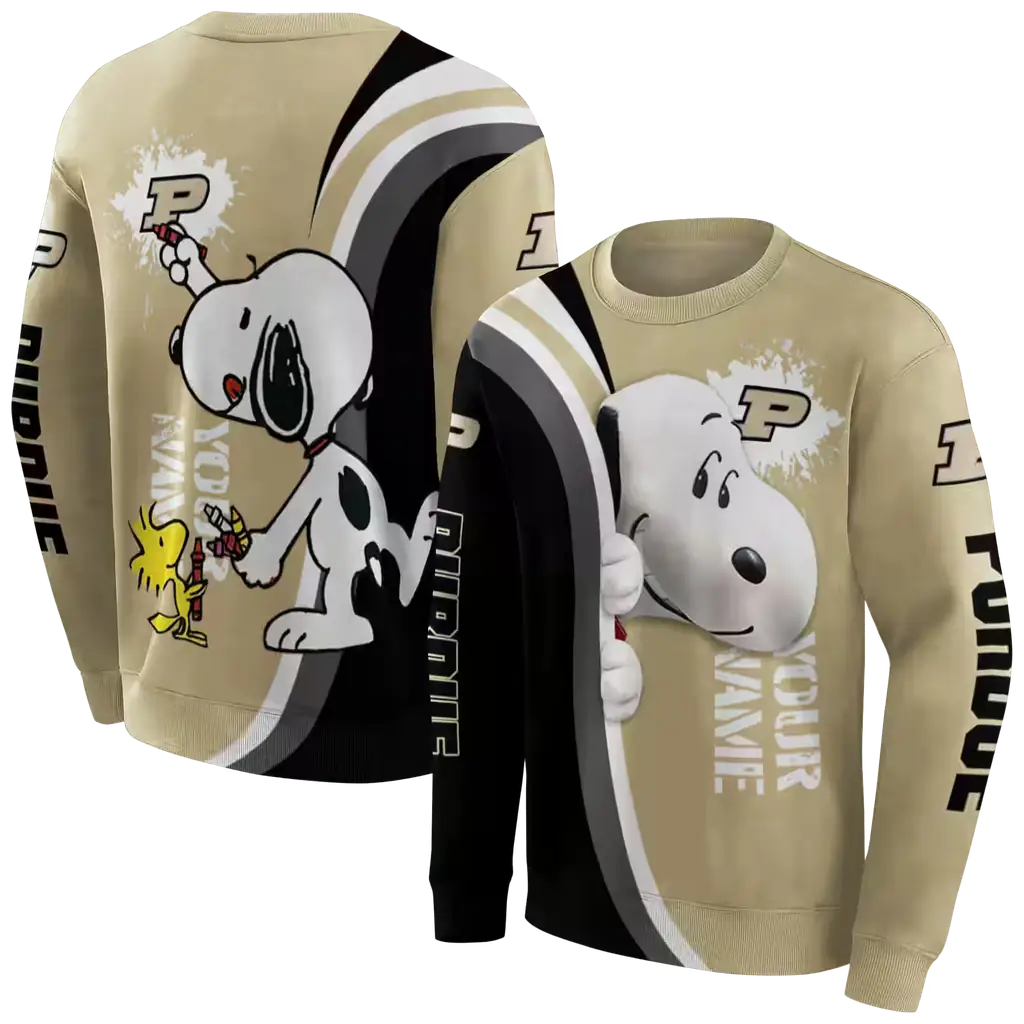 personalized purdue boilermakers peeking snoopy gold hoodie premium grade personalized purdue boilermakers peeking snoopy gold hoodie premium grade