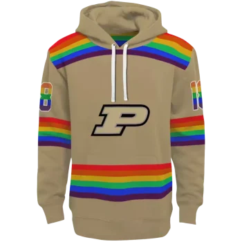 personalized purdue boilermakers rainbow stripes gold hoodie best selling