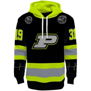 personalized purdue boilermakers safety motif black neon green hoodie best selling
