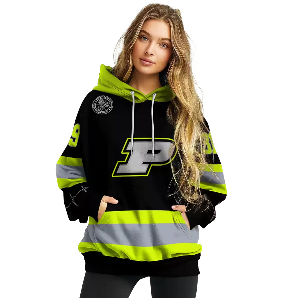 personalized purdue boilermakers safety motif black neon green hoodie high quality personalized purdue boilermakers safety motif black neon green hoodie high quality