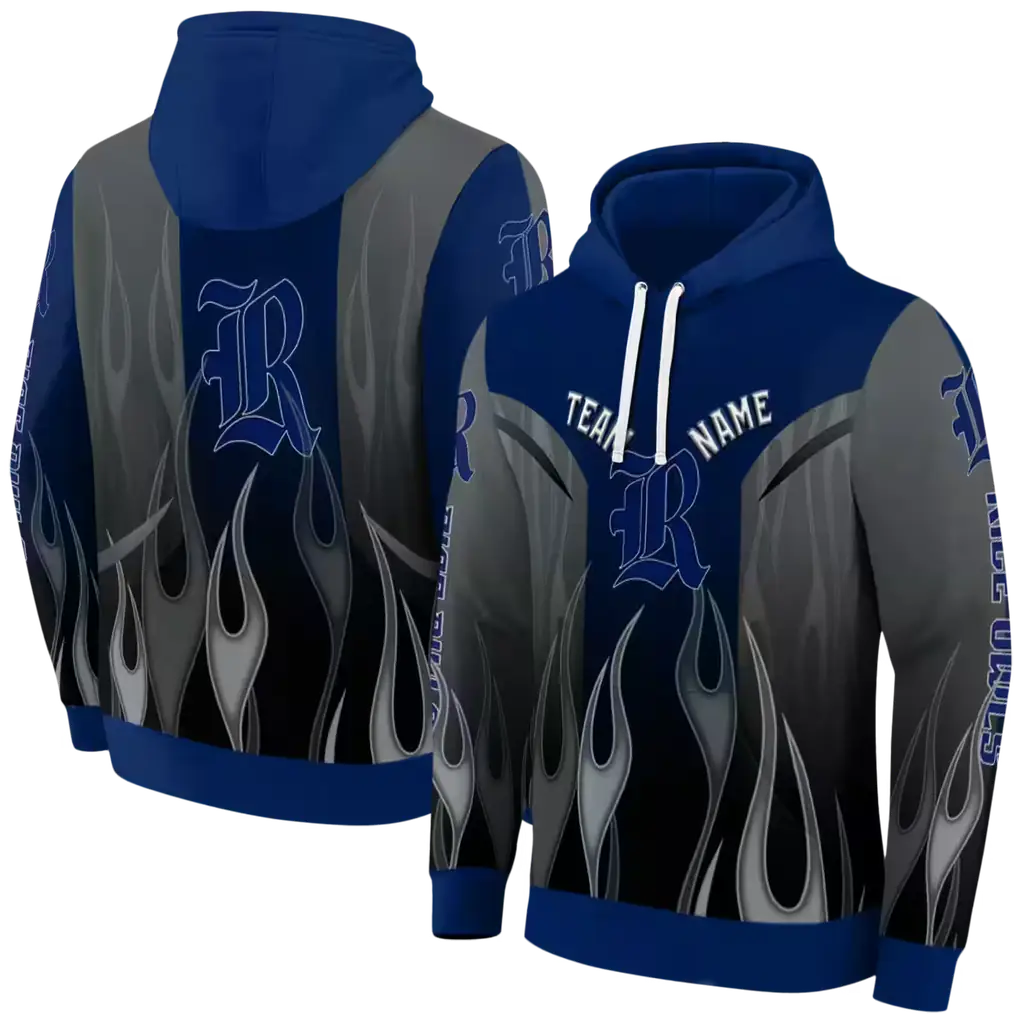 personalized rice owls flame design navy blue hoodie fashion forward personalized rice owls flame design navy blue hoodie fashion forward