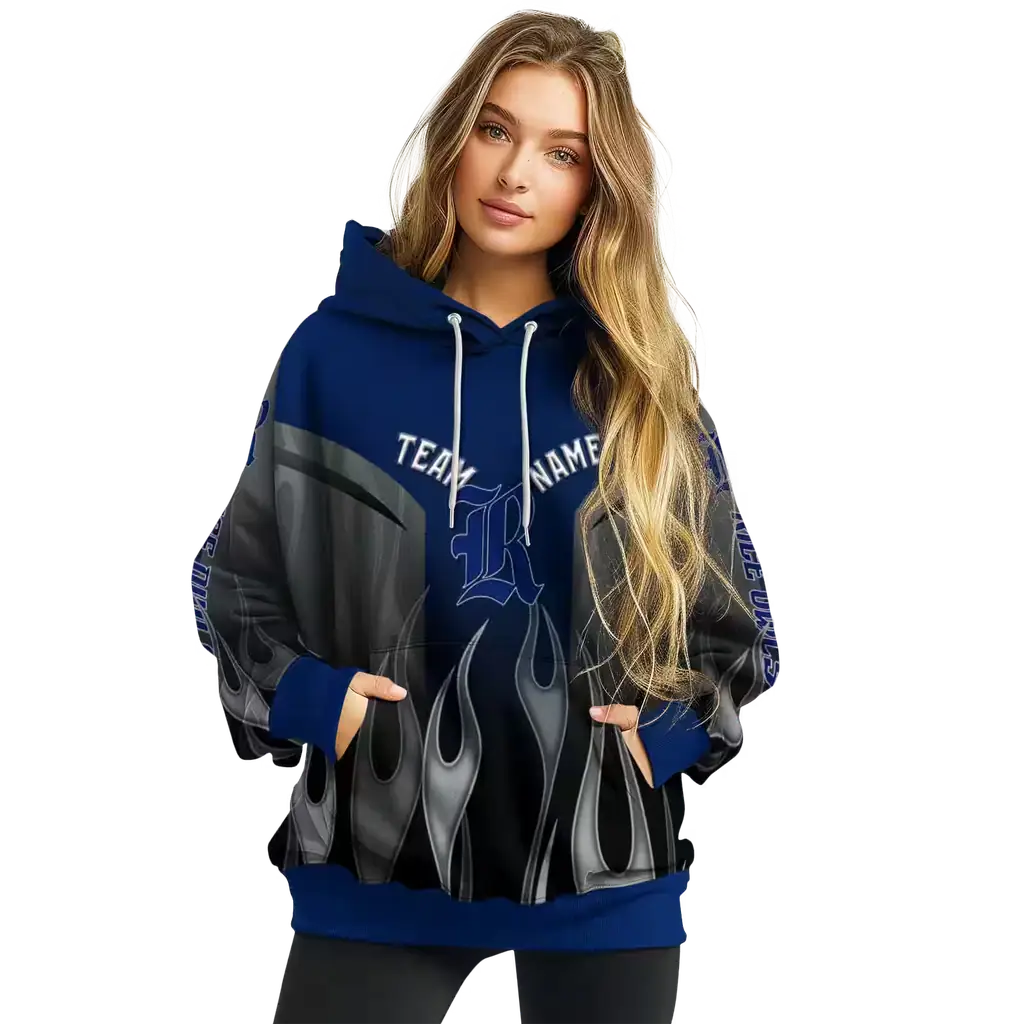 personalized rice owls flame design navy blue hoodie high quality personalized rice owls flame design navy blue hoodie high quality