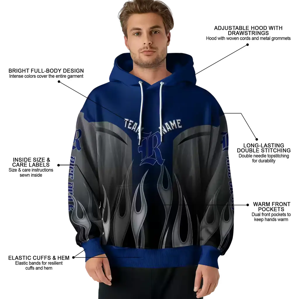 personalized rice owls flame design navy blue hoodie latest model personalized rice owls flame design navy blue hoodie latest model