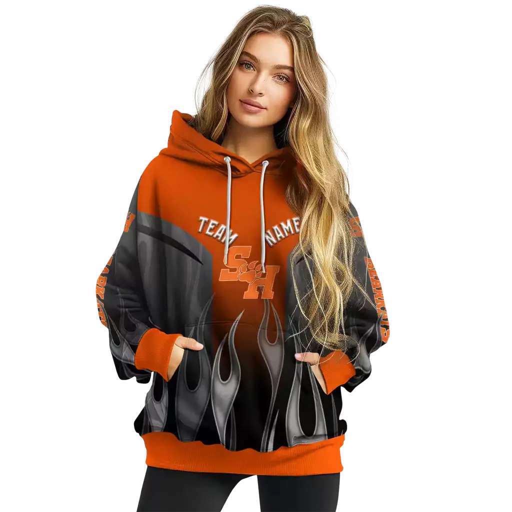 personalized sam houston bearkats flame design orange hoodie high quality personalized sam houston bearkats flame design orange hoodie high quality