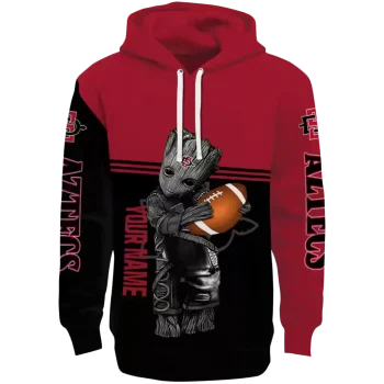 personalized san diego state aztecs baby groot red black hoodie best selling