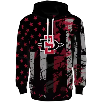 personalized san diego state aztecs distressed flag red black hoodie best selling