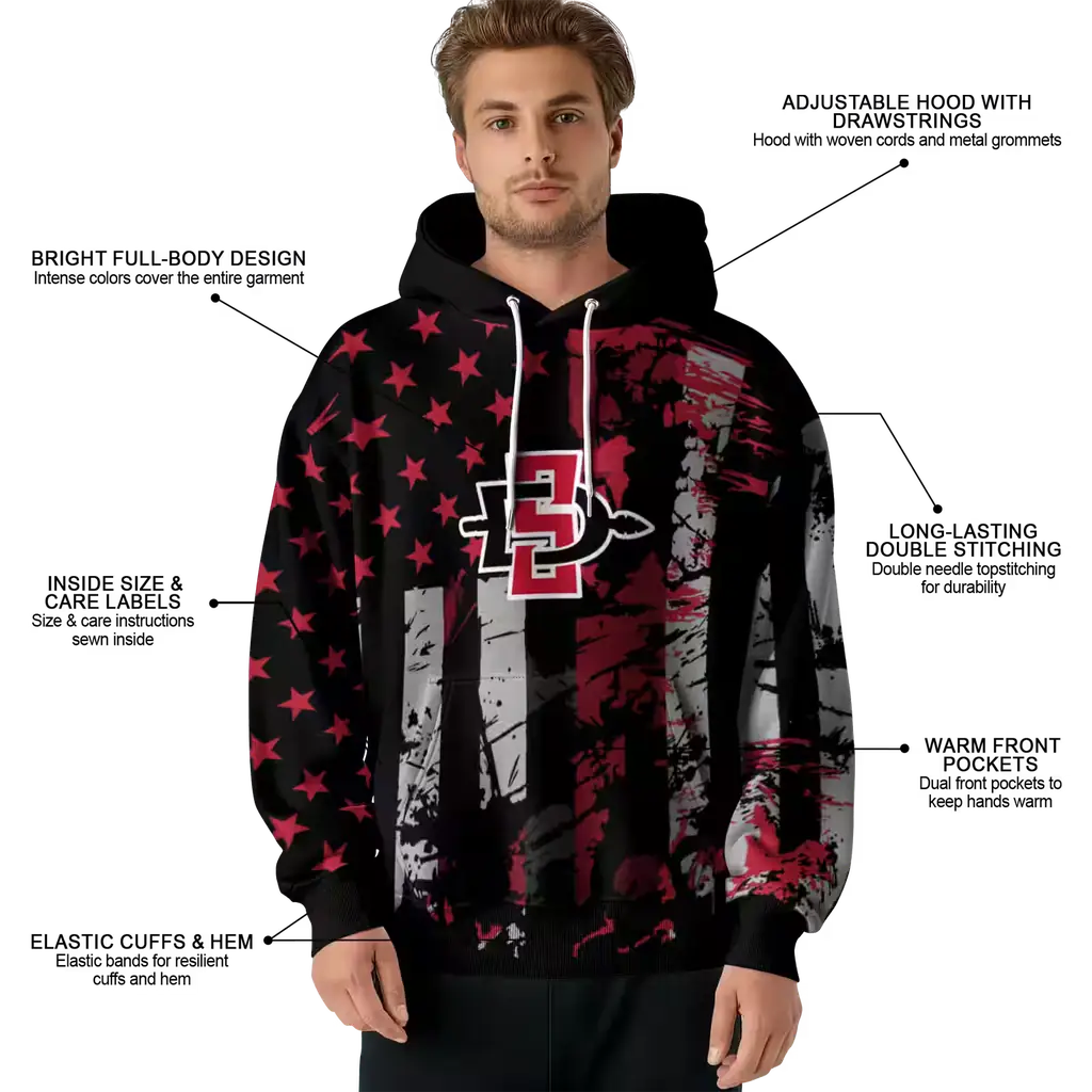 personalized san diego state aztecs distressed flag red black hoodie latest model personalized san diego state aztecs distressed flag red black hoodie latest model