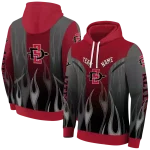 personalized san diego state aztecs flame design red hoodie best selling
