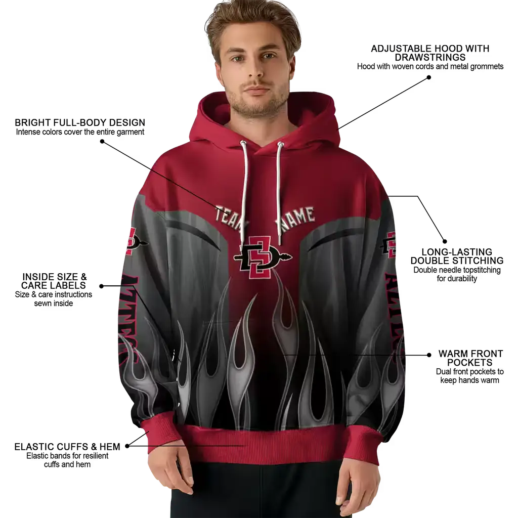 personalized san diego state aztecs flame design red hoodie latest model personalized san diego state aztecs flame design red hoodie latest model