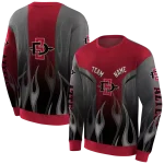 personalized san diego state aztecs flame design red hoodie best selling