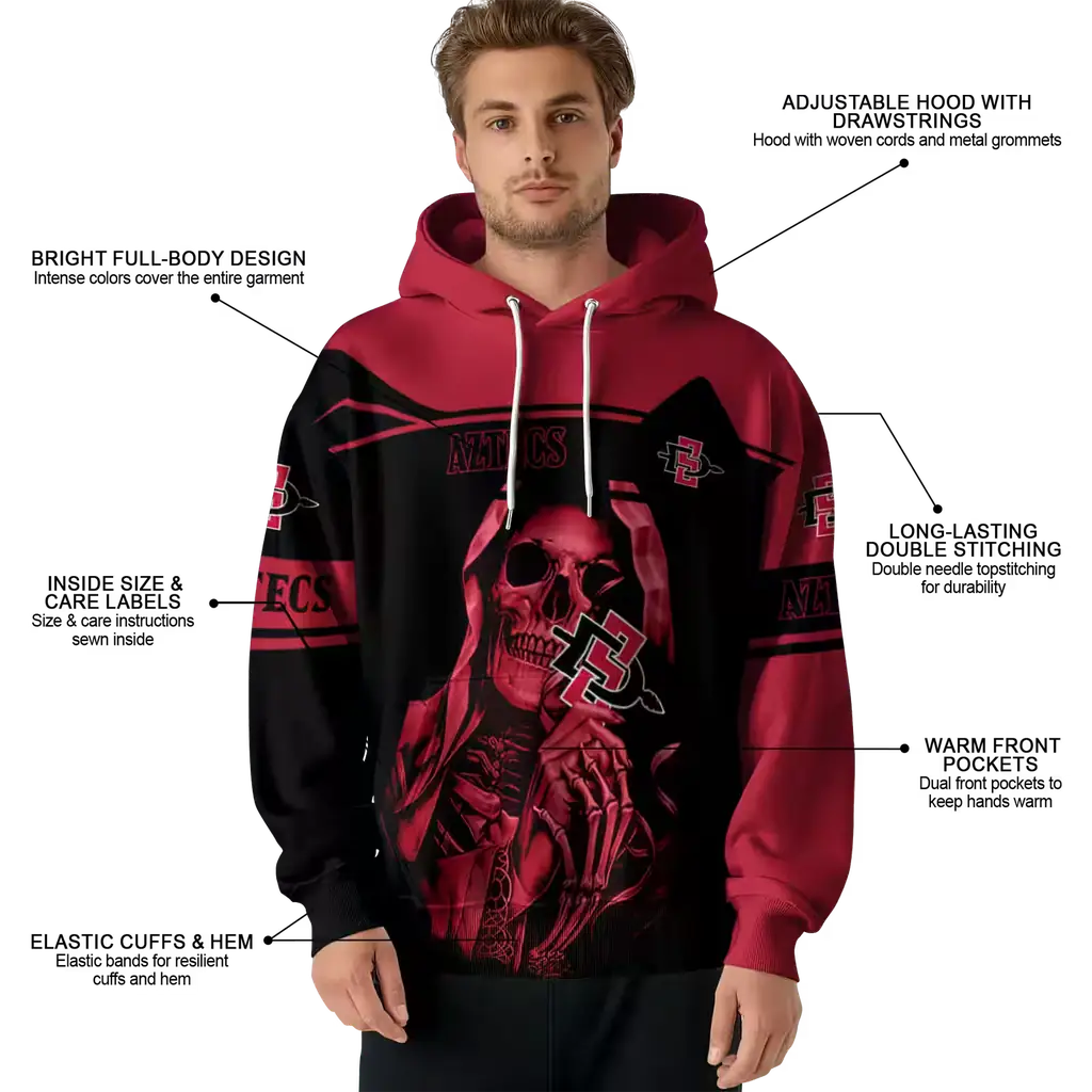 personalized san diego state aztecs grim reaper red black hoodie latest model personalized san diego state aztecs grim reaper red black hoodie latest model