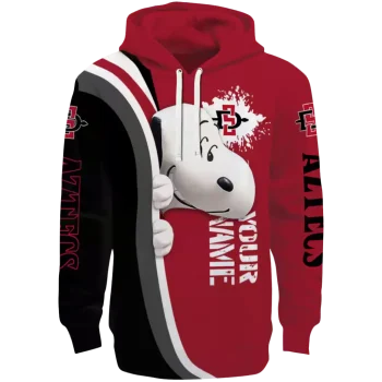 personalized san diego state aztecs peeking snoopy red hoodie best selling