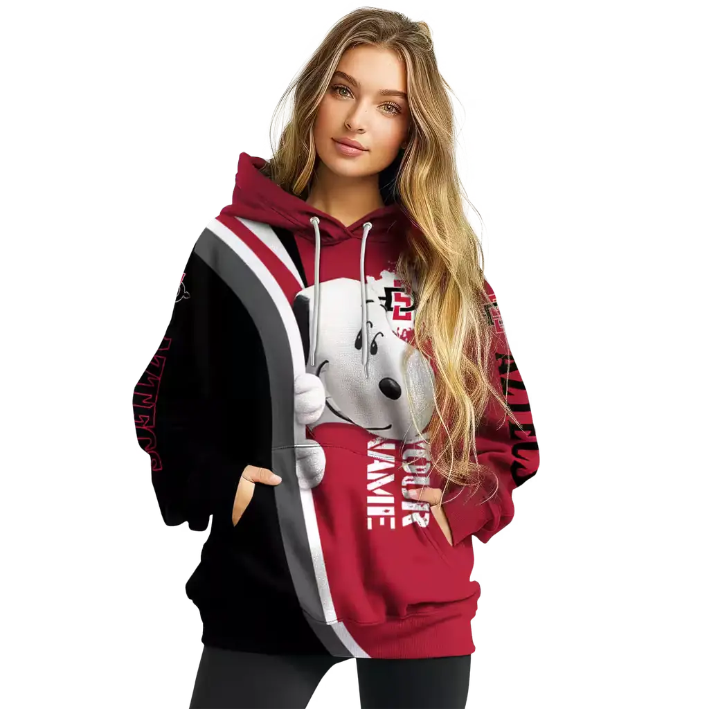 personalized san diego state aztecs peeking snoopy red hoodie high quality personalized san diego state aztecs peeking snoopy red hoodie high quality
