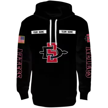 personalized san diego state aztecs punisher skull black hoodie best selling