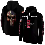 personalized san diego state aztecs punisher skull black hoodie best selling