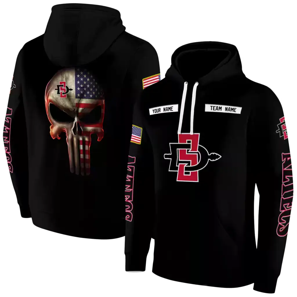 personalized san diego state aztecs punisher skull black hoodie fashion forward personalized san diego state aztecs punisher skull black hoodie fashion forward