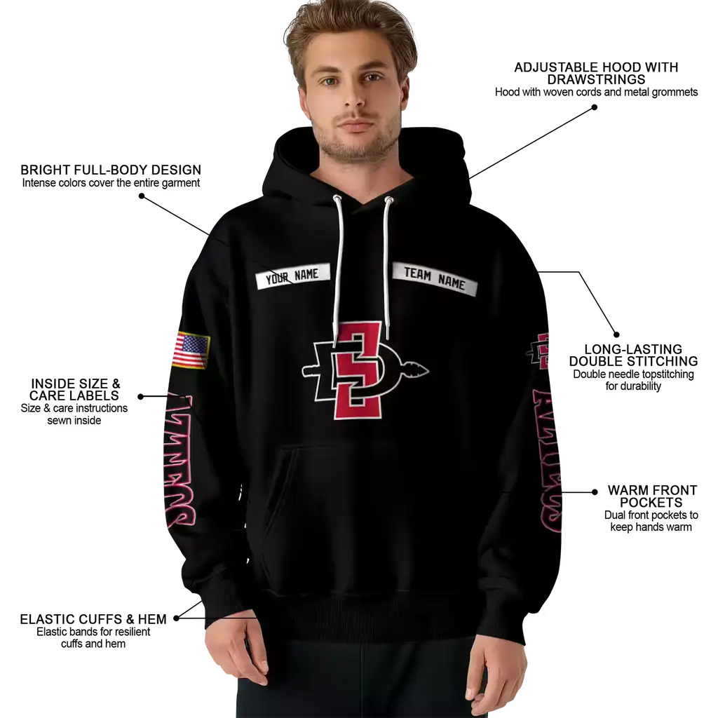personalized san diego state aztecs punisher skull black hoodie latest model personalized san diego state aztecs punisher skull black hoodie latest model