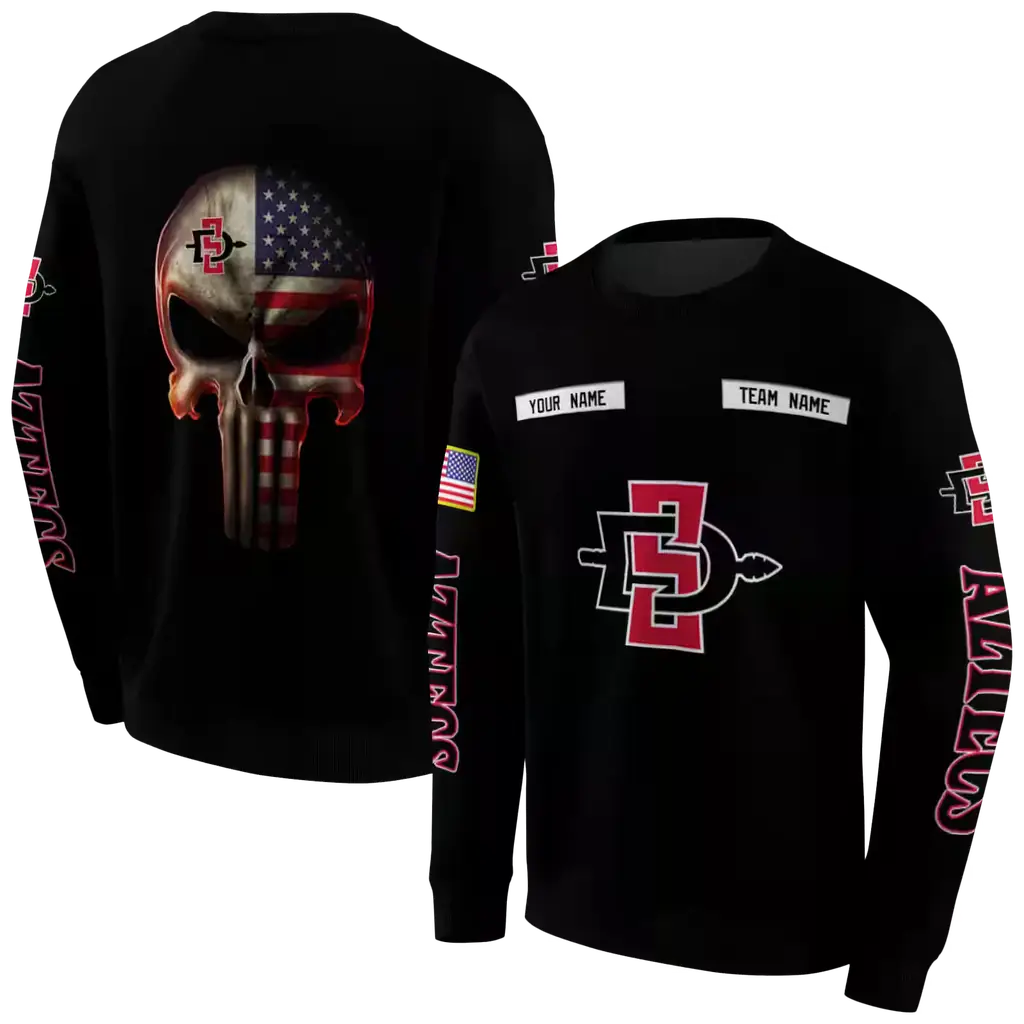 personalized san diego state aztecs punisher skull black hoodie premium grade personalized san diego state aztecs punisher skull black hoodie premium grade