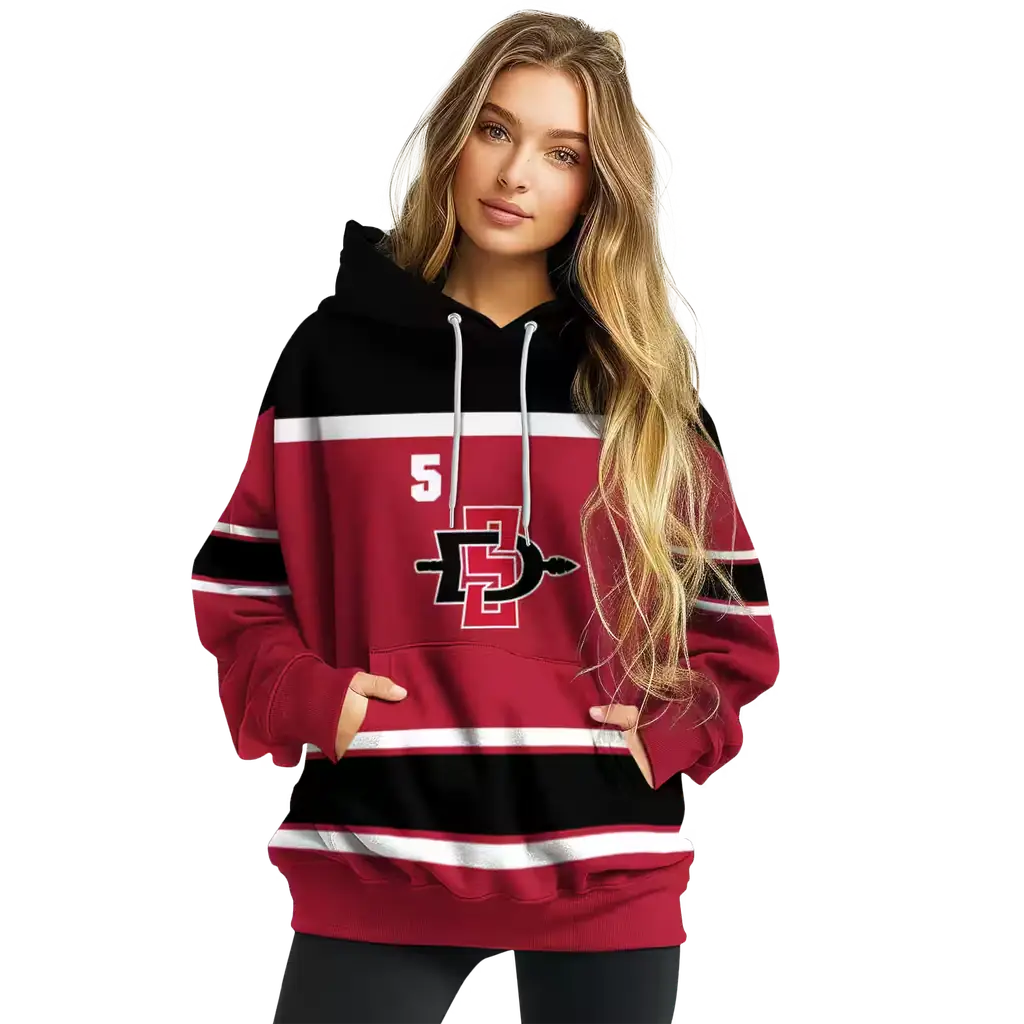 personalized san diego state aztecs striped pattern red hoodie high quality personalized san diego state aztecs striped pattern red hoodie high quality
