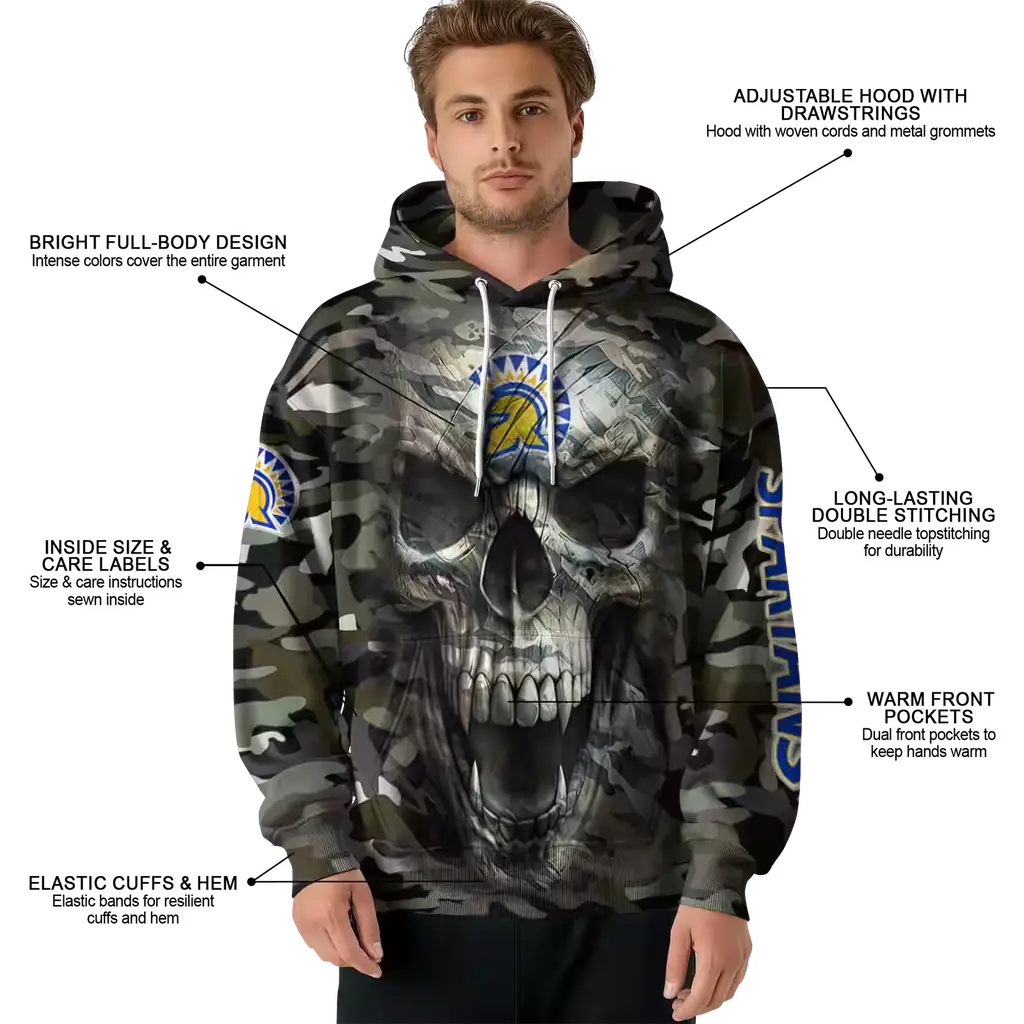 personalized san jose state spartans camo skull hoodie latest model personalized san jose state spartans camo skull hoodie latest model