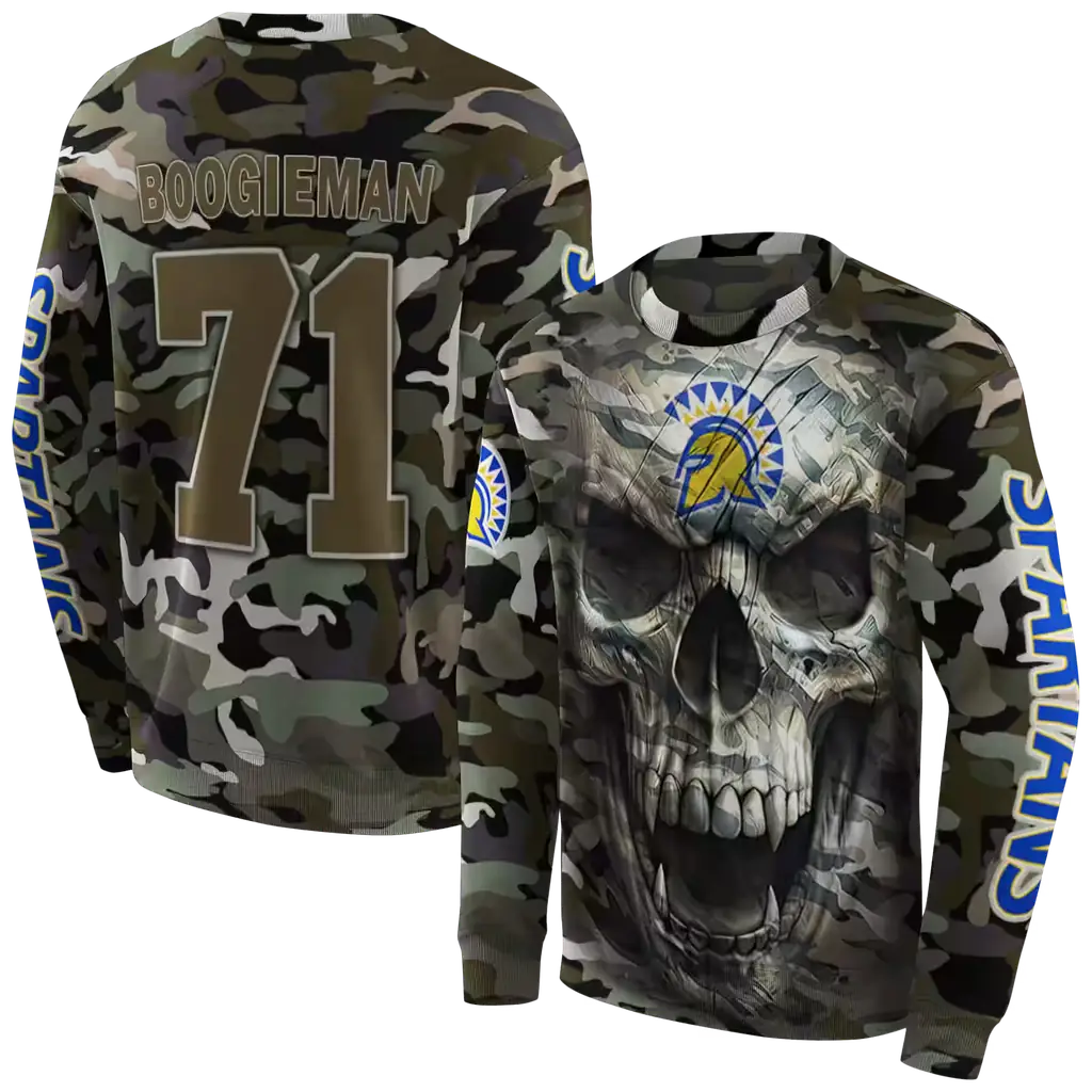 personalized san jose state spartans camo skull hoodie premium grade personalized san jose state spartans camo skull hoodie premium grade