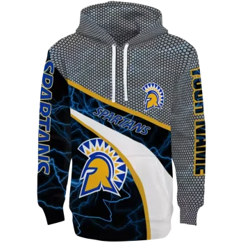 personalized san jose state spartans hexagonal mesh blue black gray hoodie best selling