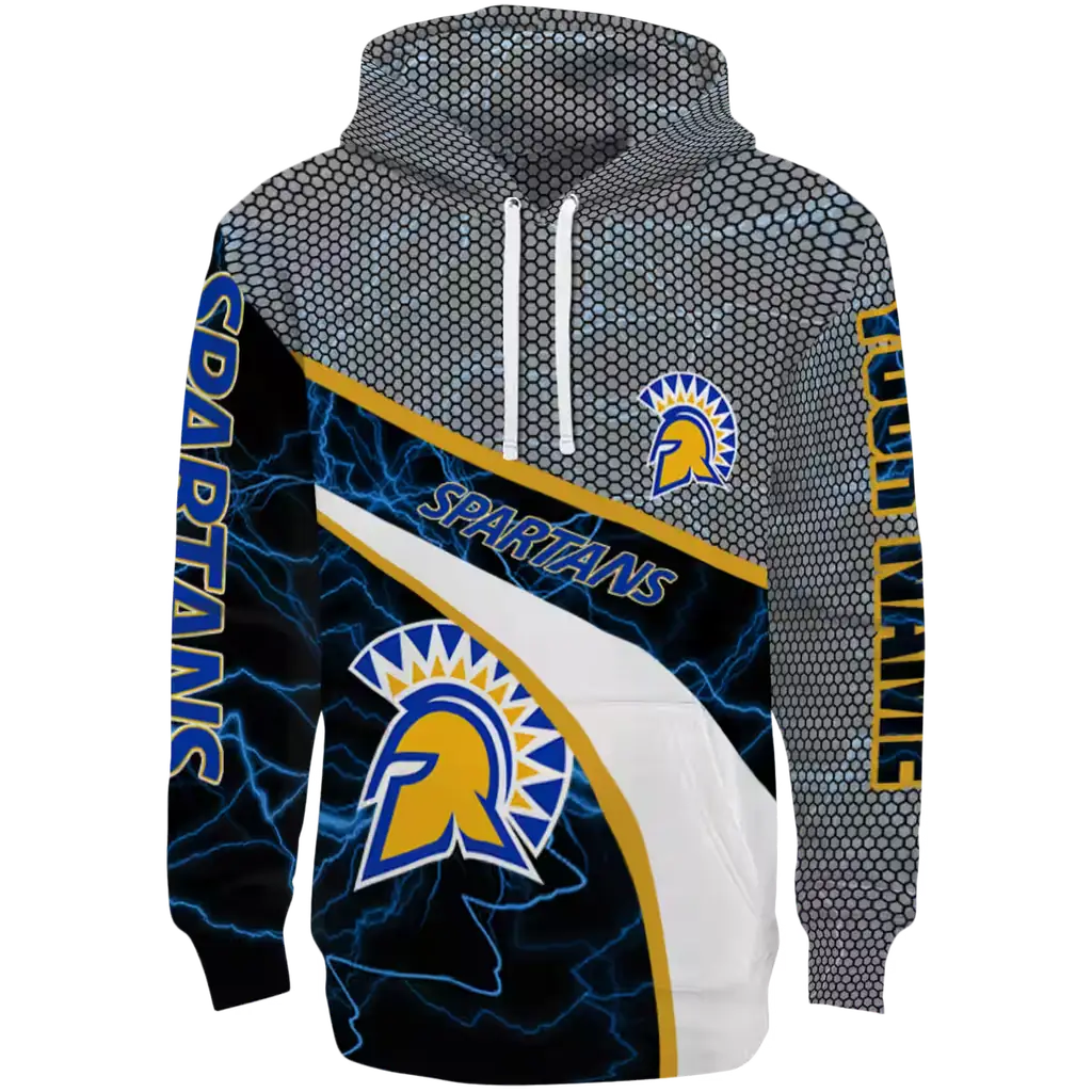 personalized san jose state spartans hexagonal mesh blue black gray hoodie best selling personalized san jose state spartans hexagonal mesh blue black gray hoodie best selling