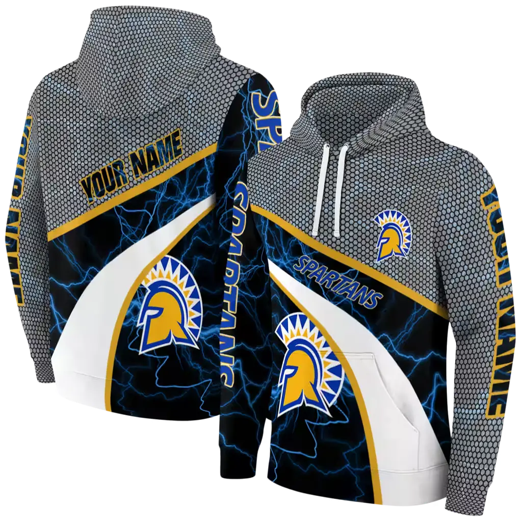 personalized san jose state spartans hexagonal mesh blue black gray hoodie fashion forward personalized san jose state spartans hexagonal mesh blue black gray hoodie fashion forward