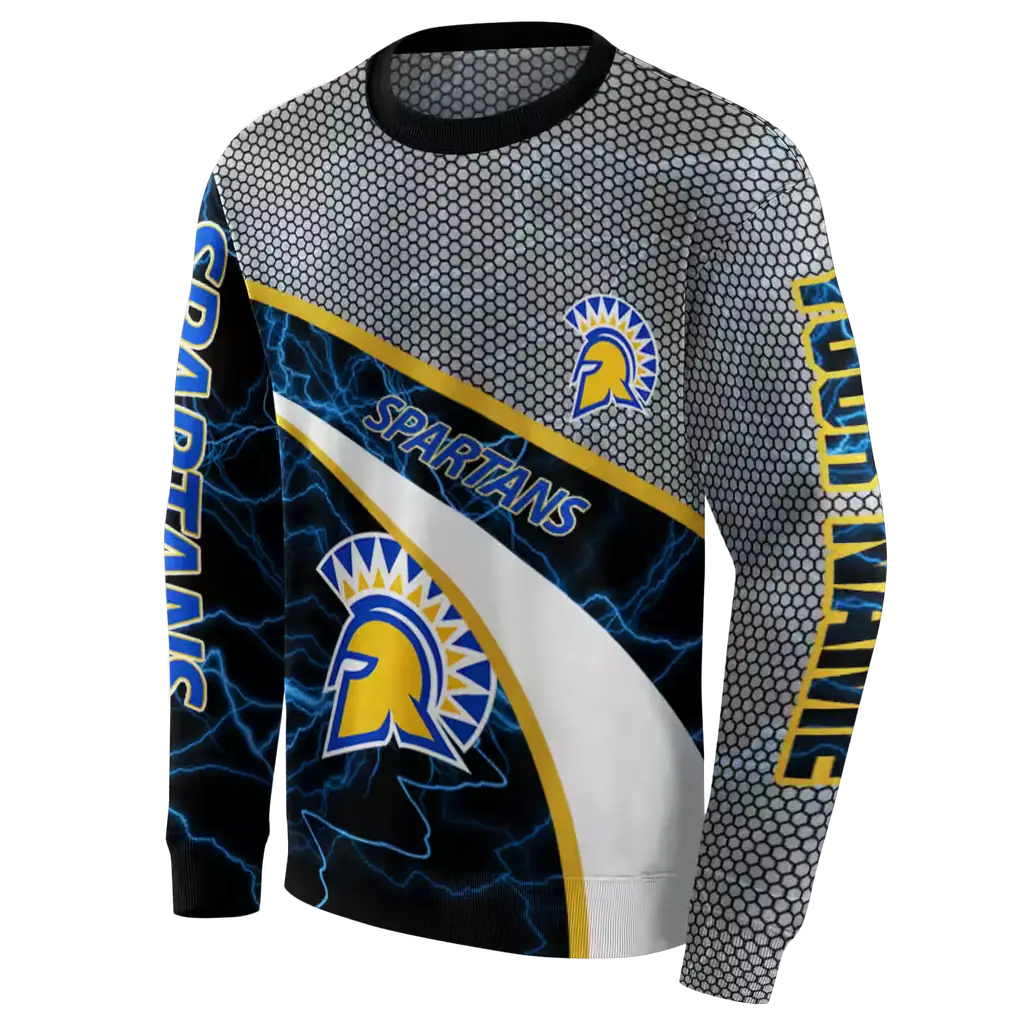 personalized san jose state spartans hexagonal mesh blue black gray hoodie new arrival personalized san jose state spartans hexagonal mesh blue black gray hoodie new arrival
