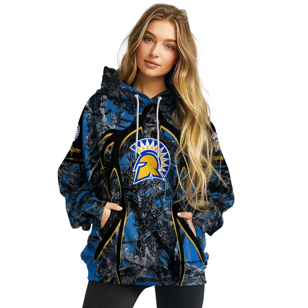 personalized san jose state spartans hunting theme blue black hoodie high quality personalized san jose state spartans hunting theme blue black hoodie high quality