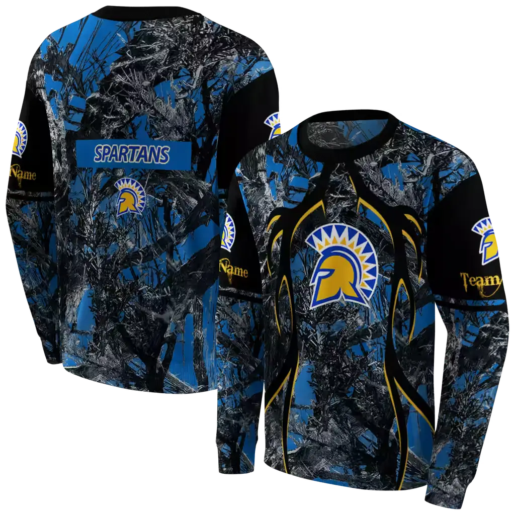 personalized san jose state spartans hunting theme blue black hoodie premium grade personalized san jose state spartans hunting theme blue black hoodie premium grade