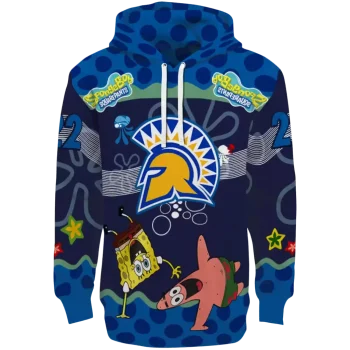 personalized san jose state spartans spongebob patrick star blue navy hoodie best selling