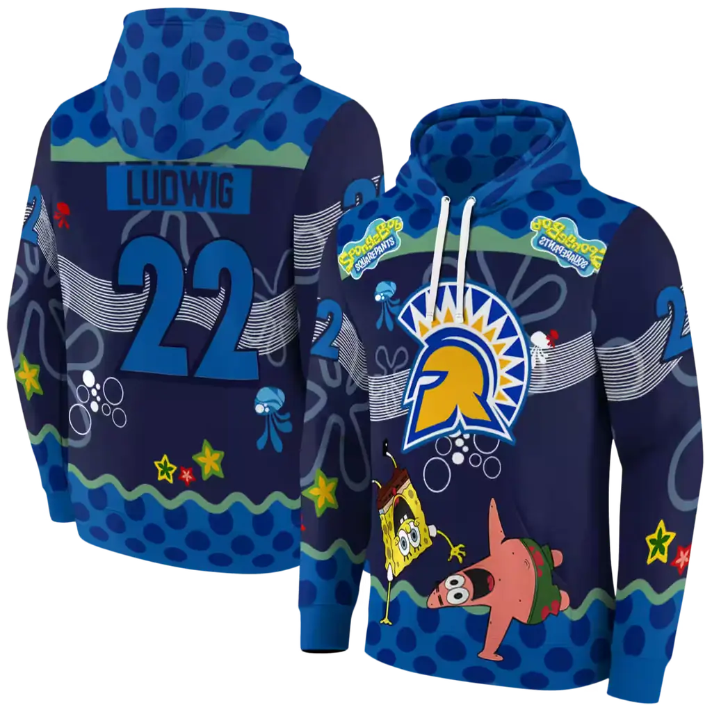 personalized san jose state spartans spongebob patrick star blue navy hoodie fashion forward personalized san jose state spartans spongebob patrick star blue navy hoodie fashion forward