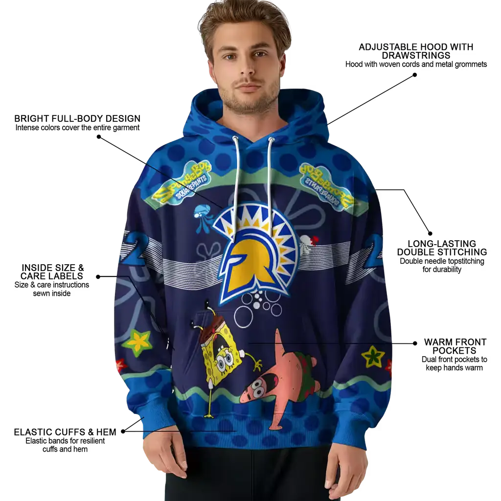 personalized san jose state spartans spongebob patrick star blue navy hoodie latest model personalized san jose state spartans spongebob patrick star blue navy hoodie latest model