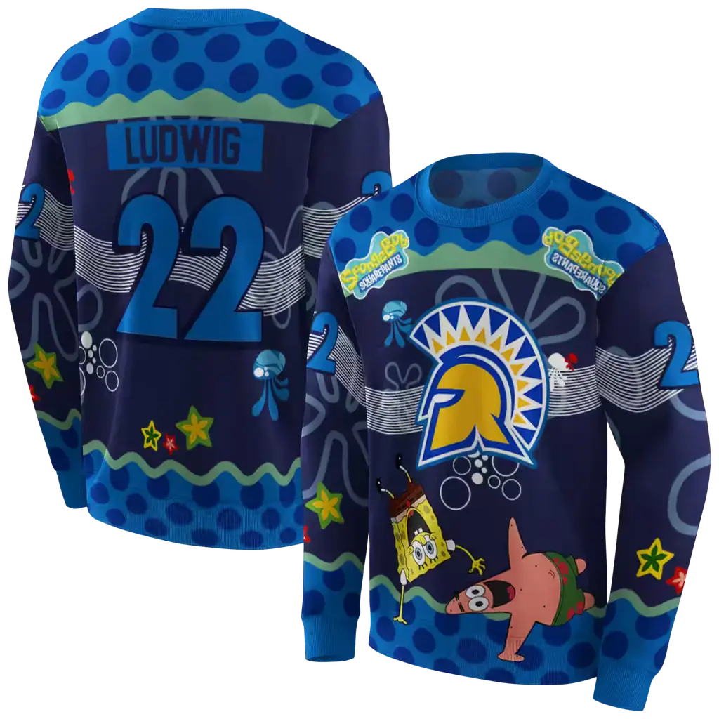 personalized san jose state spartans spongebob patrick star blue navy hoodie premium grade personalized san jose state spartans spongebob patrick star blue navy hoodie premium grade