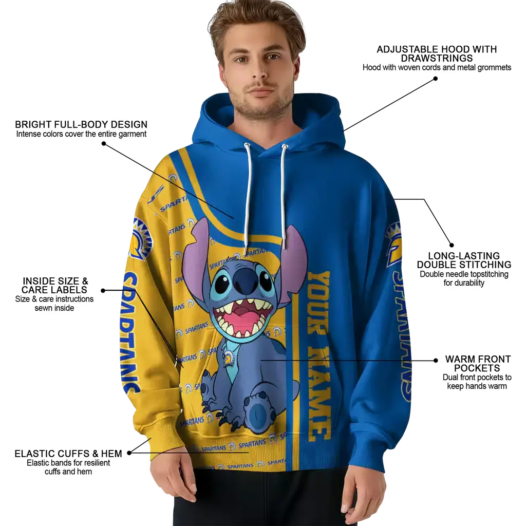 personalized san jose state spartans stitch blue hoodie latest model personalized san jose state spartans stitch blue hoodie latest model
