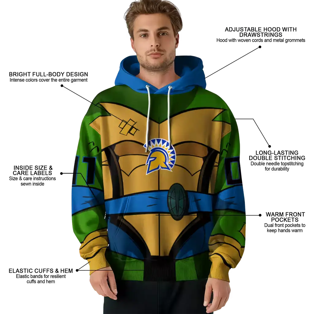 personalized san jose state spartans superhero armor blue green hoodie latest model personalized san jose state spartans superhero armor blue green hoodie latest model